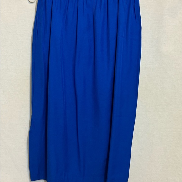 B-278 Reina Vintage 80s Blue Embroidered Puffy Sleeve Skirt Set Size 12 - Picture 12 of 16